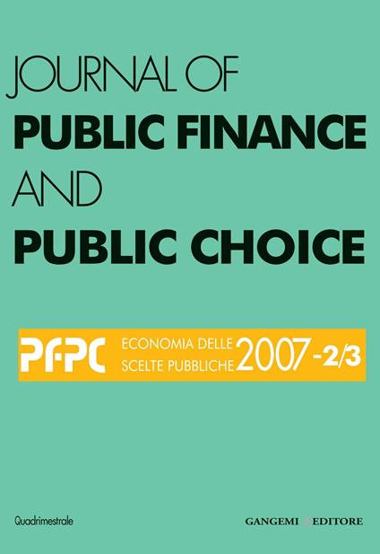 Journal of public Finance and Public Choice n. 2-3/2007