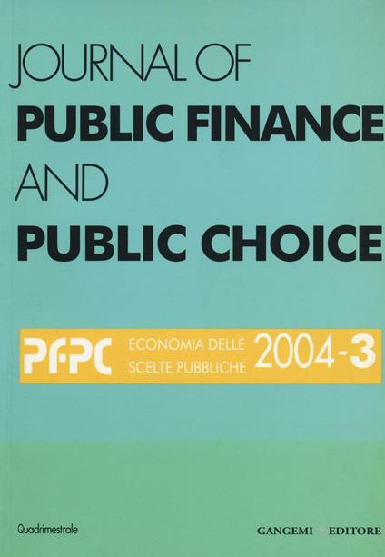 Journal of public finance and public choice (2004). Vol. 3 - copertina