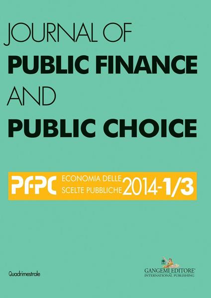 Journal of public finance and public choice (2014) vol. 1-3 - copertina