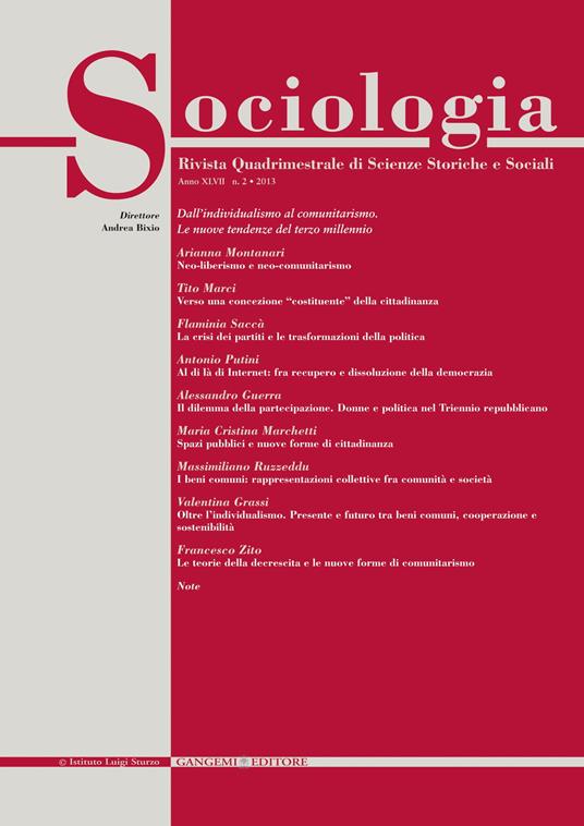 Sociologia. Rivista quadrimestrale di scienze storiche e sociali (2013). Vol. 2 - Andrea Bixio - ebook
