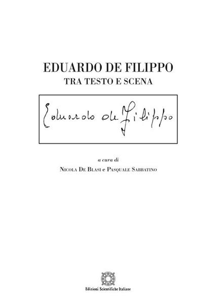 Eduardo De Filippo. Tra testo e scena - copertina