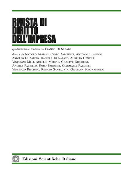 Rivista di diritto dell'impresa (2018). Vol. 1 - copertina