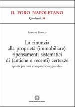 La rinunzia alla proprietà (immobiliare): ripensamenti sistematici di (antiche e recenti) certezze