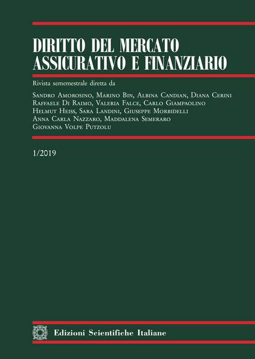 Diritto del mercato assicurativo e finanziario (2019). Vol. 1 - copertina
