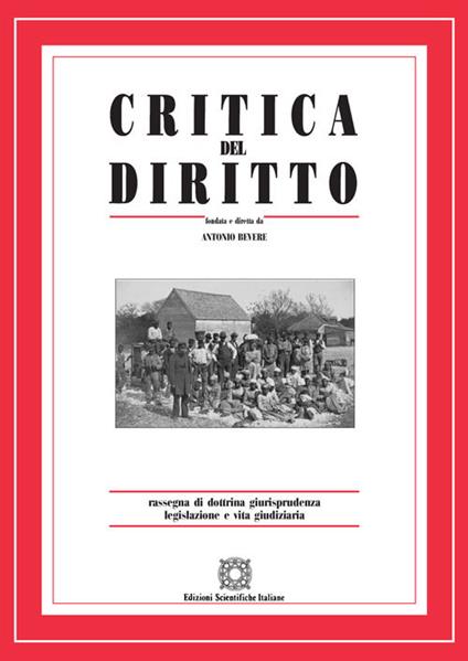 Critica del diritto. Rassegna di dottrina giurisprudenza legislazione e vita giudiziaria (2018). Vol. 2 - copertina