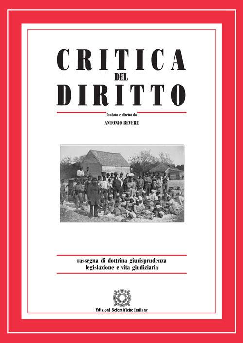 Critica del diritto. Rassegna di dottrina giurisprudenza legislazione e vita giudiziaria (2018). Vol. 2 - copertina