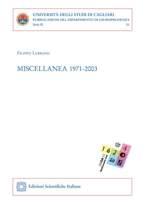 Miscellanea 1971-2003 - Filippo Lubrano - copertina
