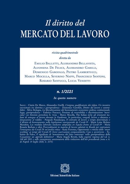 Il diritto del mercato del lavoro (2021). Vol. 1 - copertina