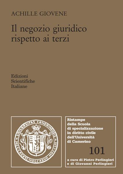 Il negozio giuridico rispetto ai terzi - Achille Giovene - copertina