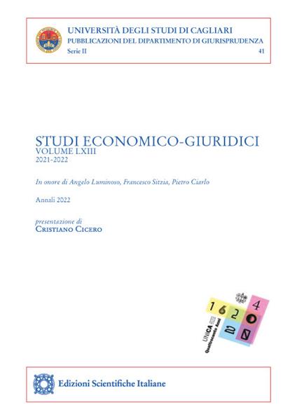 Studi economico-giuridici (2022). Vol. 1-2: Annali - copertina