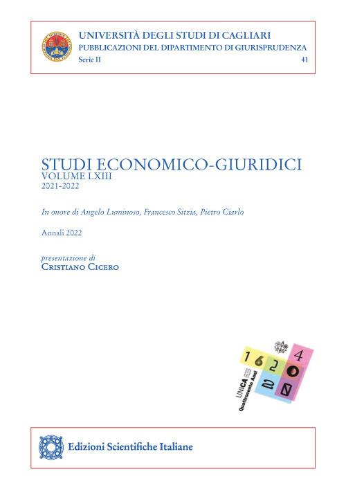 Studi economico-giuridici (2022). Vol. 1-2: Annali - copertina