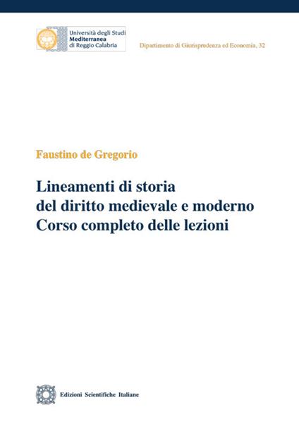 Lineamenti di storia del diritto medievale e moderno - copertina
