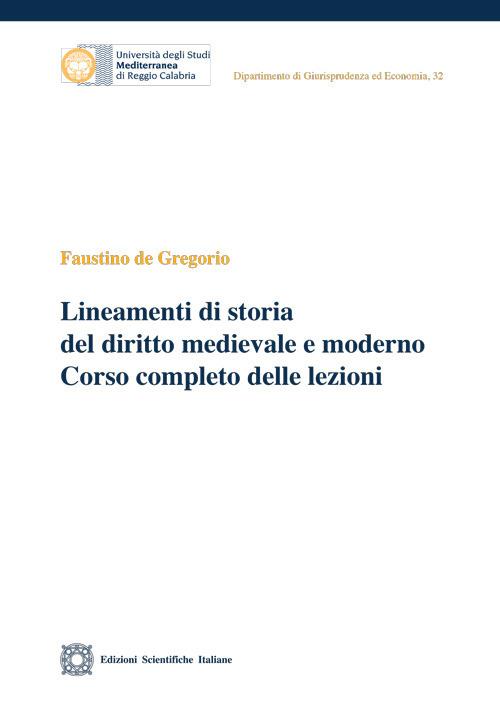 Lineamenti di storia del diritto medievale e moderno - copertina