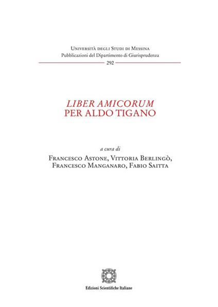 Liber amicorum per Aldo Tigano - copertina