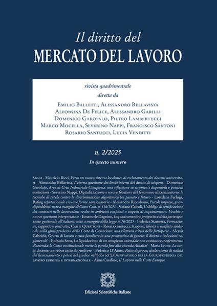 Il diritto del mercato del lavoro (2025). Vol. 2 - copertina