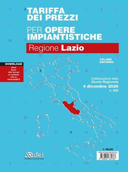 Tariffa dei prezzi per opere impiantistiche 2020. Regione Lazio. Vol. 2 - copertina