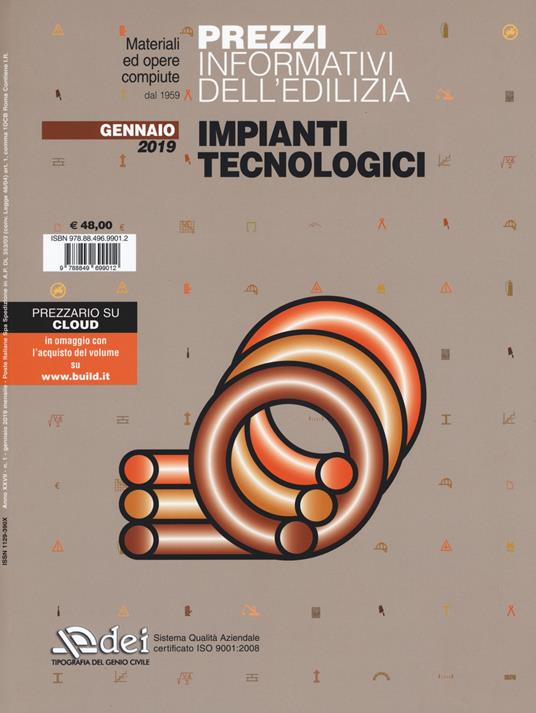 Prezzi informativi dell'edilizia. Impianti tecnologici. Gennaio 2019 - copertina