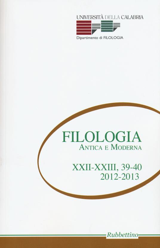 Filologia antica e moderna. Vol. 39-40 - copertina