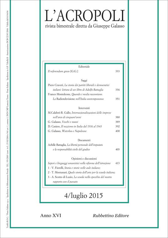 L'acropoli (2015). Vol. 4 - copertina