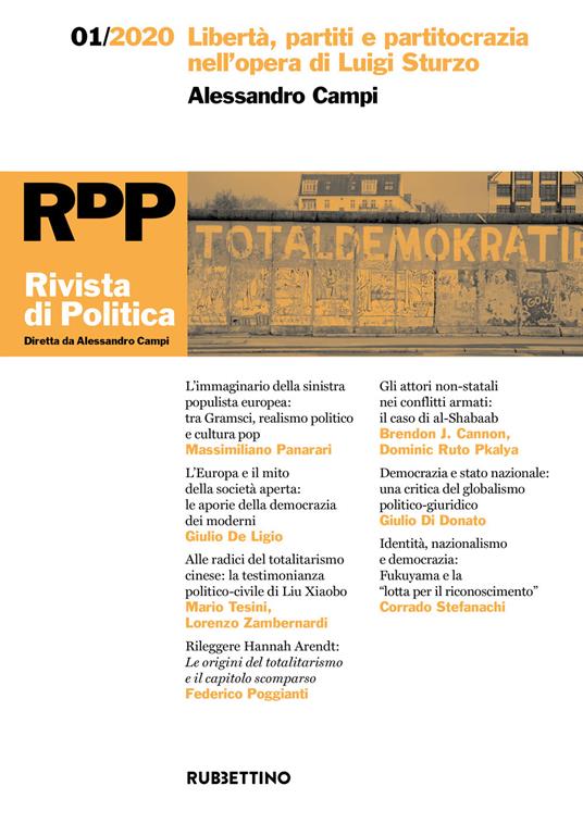 Rivista di politica (2020). Vol. 1: Libertà, partiti e partitocrazia nell'opera di Luigi Sturzo. - copertina