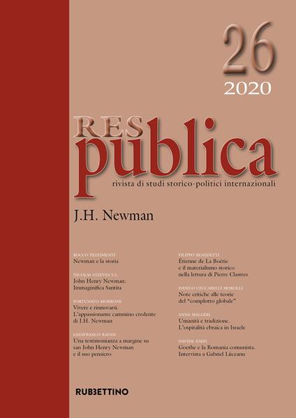 Res publica (2020). Vol. 26: J. H. Newman. - copertina