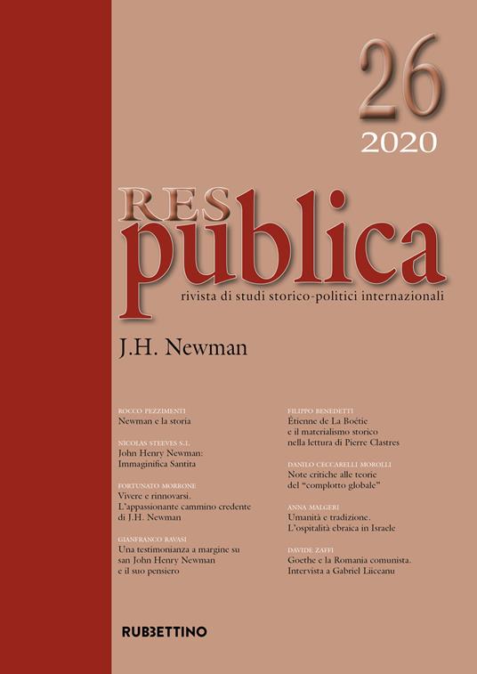 Res publica (2020). Vol. 26: J. H. Newman. - copertina