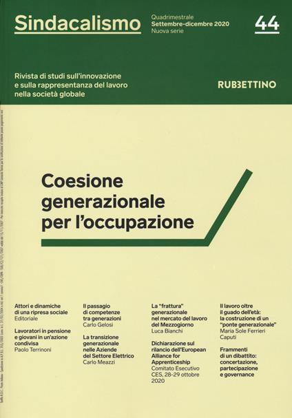 Sindacalismo. Rivista di studi sull'innovazione e sulla rappresentanza del lavoro nella società globale (2021) - copertina