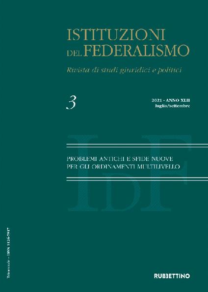 Istituzioni del federalismo. Rivista di studi giuridici e politici (2022). Vol. 3: Pubbliche amministrazioni e terzo settore - copertina