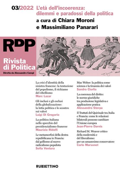 Rivista di politica (2022). Vol. 3: L' età dell'incoerenza: dilemmi e paradossi della politica - copertina