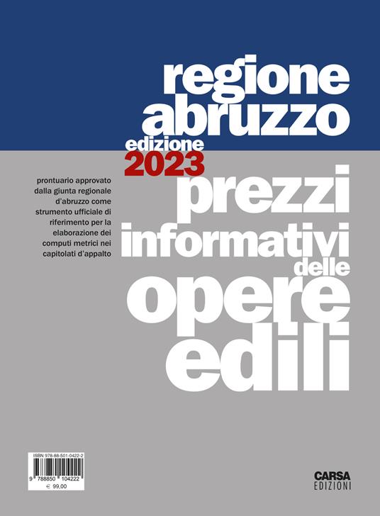 Prezzi informativi delle opere edili della Regione Abruzzo 2023 - copertina