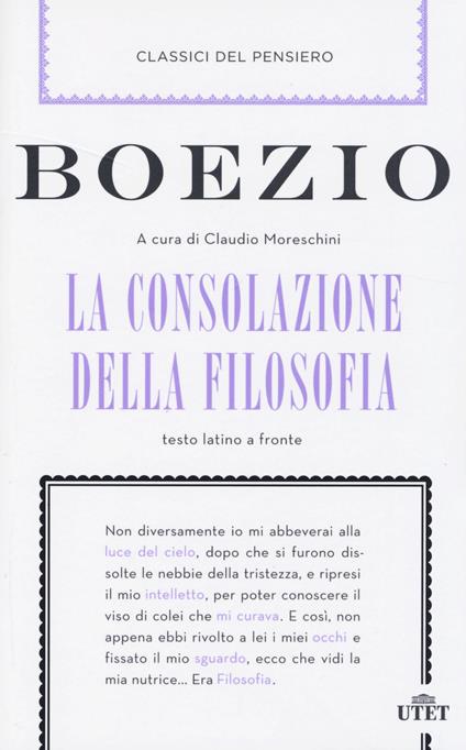 La consolazione della filosofia. Testo latino a fronte - Severino Boezio - copertina