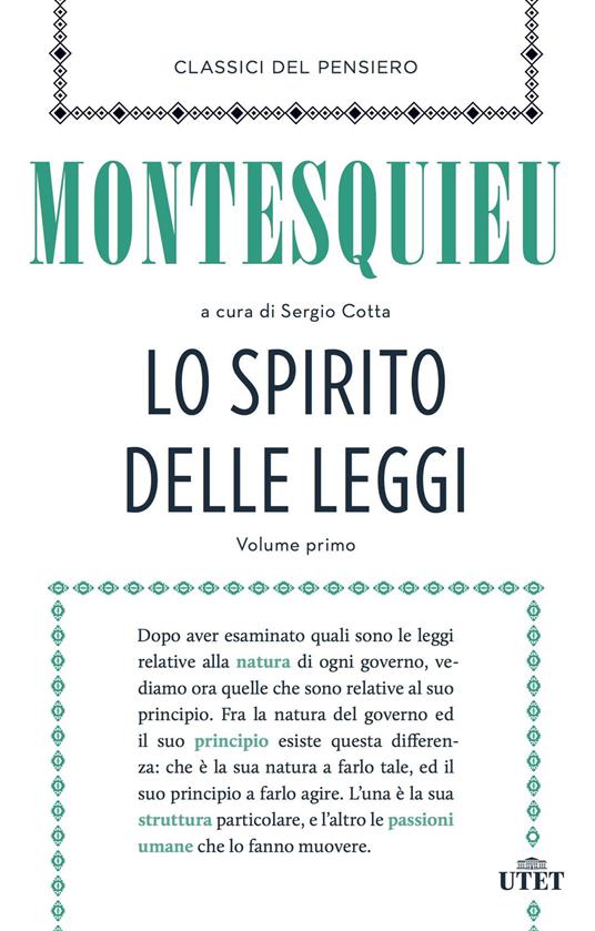 Lo spirito delle leggi - Charles L. de Montesquieu - copertina