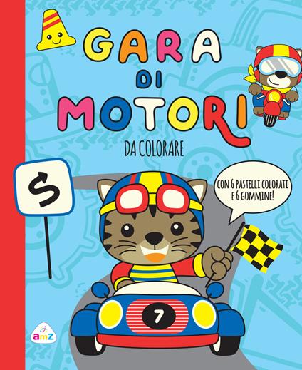 Gara di motori. Da colorare. Ediz. a colori. Con 6 gommine. Con 6 pastelli colorati - copertina
