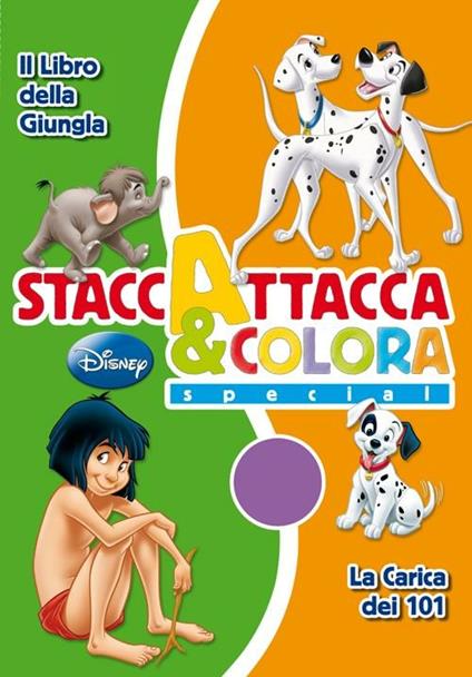 Il libro della giungla-La carica dei 101. Staccattacca e colora special. Con adesivi. Ediz. illustrata - copertina