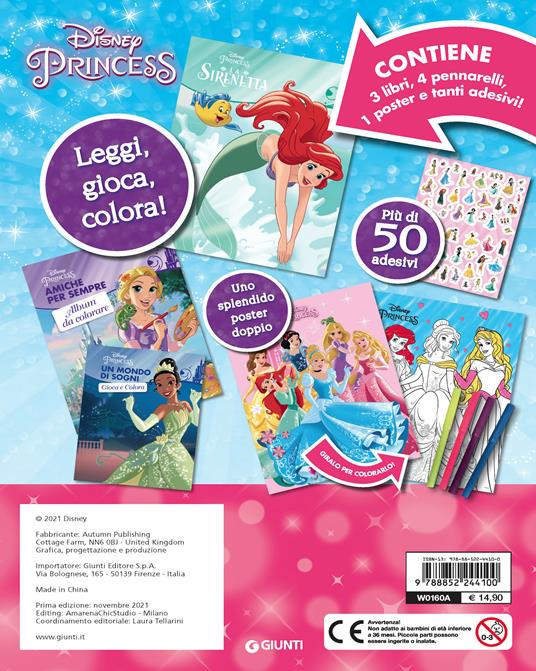 Disney princess. Storie di latta. Con adesivi. Ediz. a colori. Con 4 pennarelli. Con Poster - 2