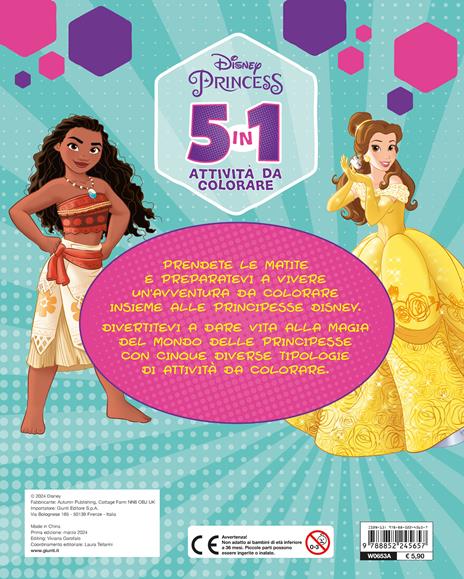 5 in 1 attività da colorare. Disney Princess. Con adesivi. Ediz. a colori - 2