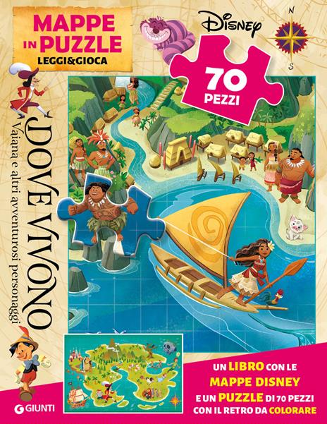 Dove vivono Vaiana e altri amici d’avventura. Mappe in puzzle. Leggi&Gioca. Ediz. a colori. Con puzzle 70 pezzi - copertina