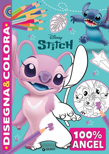 100% Angel. Stitch. Disegna & colora. Ediz. a colori - copertina