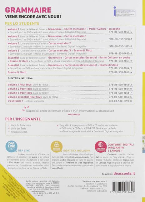  Viens encore avec nous! Livre élève et cahier d'exercices. Per la Scuola media. Con e-book. Con espansione online. Con 2 libri: cartes mentales-Grammaire. Con DVD-ROM. Vol. 1 - 5