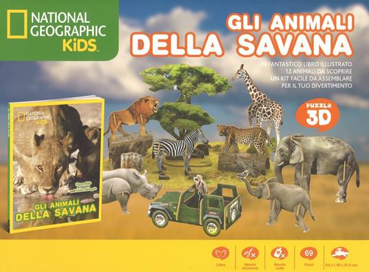 Gli animali della Savana. Libro puzzle. Ediz. a colori - copertina