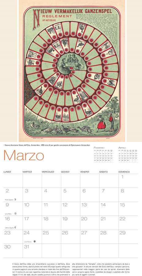 Giochi da tavolo vintage. Calendario da muro 2020 - 2