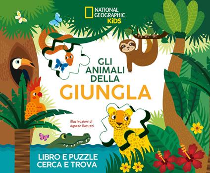 Gli animali della giungla. Libro e puzzle cerca e trova. Ediz. a colori. Con puzzle. Con Poster - Agnese Baruzzi - copertina