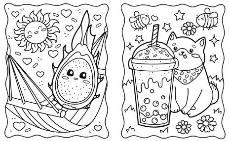 Adorabili amici kawaii. Un libro da colorare. Con adesivi. Ediz. illustrata - 4