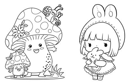 Adorabili amici kawaii. Un libro da colorare. Con adesivi. Ediz. illustrata - 7