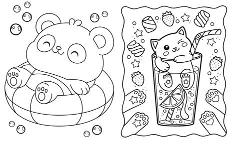 Teneri cuccioli kawaii. Un libro da colorare. Con adesivi. Ediz. illustrata - 5