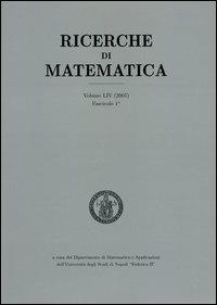 Ricerche di matematica (2000). Vol. 49/1 - copertina