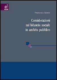 Considerazioni sul bilancio sociale in ambito pubblico - Francesco Manni - copertina