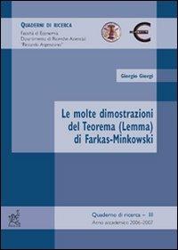 Le molte dimostrazioni del teorema (lemma) di Farkas-Minkowski - Giorgio Giorgi - copertina