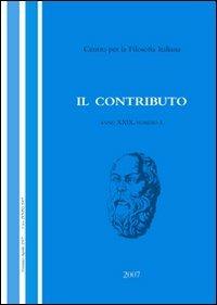 Il contributo (2007). Vol. 1 - Giuseppe Prestipino,Stefano Angeloni,Marta Cristiani - copertina