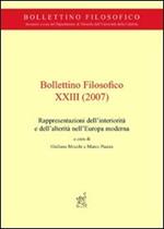 Bollettino filosofico (2007). Vol. 23: Rappresentazioni dell'interiorità e dell'alterità nell'Europa moderna.